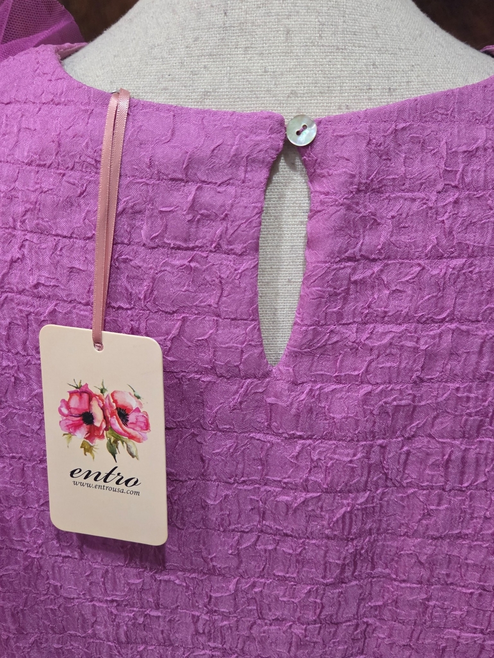 entro Pink Crinkle Ruffle Sleeve Midi Dress - Picture 6 of 8